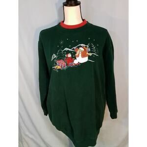 Bobbi Brooks green sweatshirt with snowmen